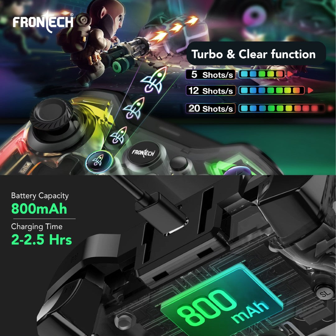 Frontech Fire Pro Wireless Gaming Pad | 2.4GHz, Dual Vibration, RGB | PS3/PC/Android TV (GP-0002) Frontech Fire Pro Wireless Gaming Pad | 2.4GHz, Dual Vibration, RGB | PS3/PC/Android TV (GP-0002)